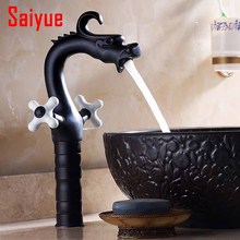 Black Antique Dragon Bathroom Basin Faucet brass  single handle Hot and Cold Water Tap Deck Mounted Mixer Tap (oil rubbed bronze 2024 - buy cheap