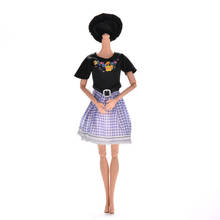 TOYZHIJIA, модная одежда для кукол, летняя одежда для кукол с коротким рукавом и цветочным орнаментом, 1 комплект = 1 платье + 1 шапочка 2024 - купить недорого