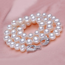 Collar de perlas naturales de agua dulce para mujer, de Plata de Ley 925 auténtica [perla brillante], regalo de boda eterno 2024 - compra barato