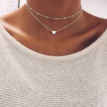 NEW Fashion Gold Silver Color Jewelry Love Heart Necklaces & Pendants Double Chain Choker Necklace Collar Women Jewelry Gift 2024 - buy cheap