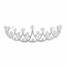 Тиара корона принцессы Свадебная вечеринка свадебный цветок девушка Искусственный Жемчуг Корона головная повязка 2024 - купить недорого