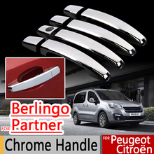 Para Peugeot Partner Citroen Berlingo II 2008-2016 Chrome Handle Covers Guarnição Conjunto de 4 Pcs Acessórios Adesivos de Carro Styling Tepee 2024 - compre barato