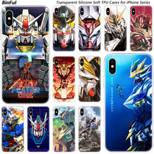 Gundam anime macio silicone moda transparente caso para apple iphone 11 pro xs max xr x 7 8 plus 6s mais 5 5c 5S se capa 2024 - compre barato