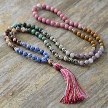 New Style 8mm Natural Colorful Stone 108 Mala Bead Yoga Tassel Necklace Chakra Meditation Buddhism Prayer Long Necklace Dropship 2024 - buy cheap