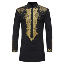 Camisa Africana Dashiki para hombre, camisa tradicional Dashiki de manga larga con cuello mandarín, Jersey, ropa de África, 2021 2024 - compra barato