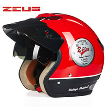 ZEUS винтажный мотоциклетный шлем с открытым лицом Ретро 3/4 Casco Moto Chopper скутер capacete DOT 381C мотоциклетные шлемы 2024 - купить недорого