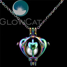 C14 Rainbow Color Couple Dolphin Beads Cage Essential Oil Diffuser Aroma Stone Pearl Cage Locket Necklace Lover Girl Gift 2024 - buy cheap