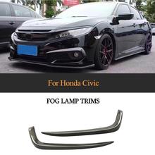 Spoiler de fibra de carbono para farol dianteiro de carro, guarnição superior para honda civic sedan, 2016, 2017, 2018 2024 - compre barato