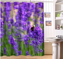 Wjy425y7 personalizado lavanda planta natureza flor tecido moderno cortina de chuveiro do banheiro à prova dxyágua xy7 2024 - compre barato