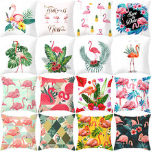 Summer Tropical Plants Flamingo Cushion Cover Flamingo Printing Decorative Pillowcase Tropical Plants Throw Pillow Case 2024 - buy cheap