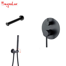 BagnoLux Luxury 10 Yr Warranty Copper Matte Black Round Handheld Shower Head Set+Waterfall Spout+Mixer Tap Diverter Kit 2024 - buy cheap