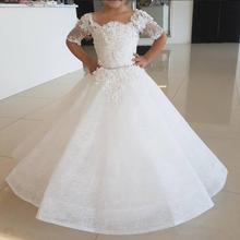 Elegant Flower Girl Dresses Lace Applique Half sleeve Tulle O-Neck Girls First Communion Dress For Ceremony Birthday Party Dress 2024 - buy cheap