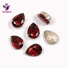YANRUO Teardrop Siam Red Diamond Claw Rhinestones Sewing Ornaments Jewelry Appliques Gems for Crafts 2024 - buy cheap