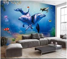 Papel tapiz fotográfico personalizado para paredes, murales 3 d, mural mediterráneo, Fondo de delfín, papeles de pared para decoración de sala de estar 2024 - compra barato