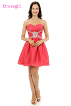 Best fucsia Homecoming vestidos A-line Sweetheart corto Mini satén con cuentas vestidos Cóctel Cristal 2024 - compra barato