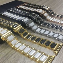 Luxury Stainless Steel Ceramic Strap for Apple Watch Band 41mm 45mm 40mm 44mm 38mm 42mm Bracelet Series 7 SE 6 5 4 3 Wrist Belt 2024 - buy cheap