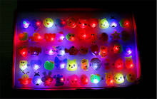 10 шт./лот, Детские мультипликационные светодиодные светящиеся кольца для пальцев, электронные забавные игрушки на Рождество, Хэллоуин, подарки для детей 2024 - купить недорого