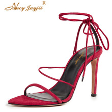 Nancyjayjii-Sandalias de tacón alto y fino para mujer, zapatos de fiesta informales, a la moda, con correa en el tobillo, talla grande 45 44 39, para verano, 2019 2024 - compra barato