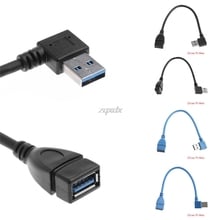 Cable de extensión de 90 grados, adaptador macho a hembra, USB 3,0, ángulo derecho/izquierdo, 1 unidad, envío directo 2024 - compra barato