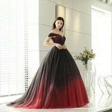 BEPEITHY Vestido De Festa New Design Sweetheart Off Shoulder Ball Gown Puffy Gradient Color Tulle Long Evening Dresses 2019 2024 - buy cheap