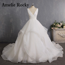 Vestido De Novia Simple Organza Bridal Dress Sexy Backless Wedding Dresses For Women Ruffles V-Neck Wedding Gown Robe De Mariage 2024 - buy cheap
