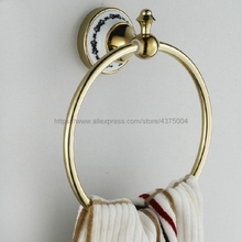 Anillo de toalla de baño, accesorios de baño, barra de toalla, soporte de anillo de latón dorado, Nba252 2024 - compra barato