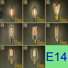 E14 Винтаж Эдисон лампы 220 В 40 Вт Ретро лампа накаливания для Гостиная Спальня 2024 - купить недорого