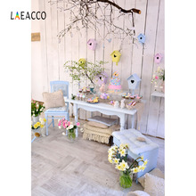 Laeacco Spring Easter Eggs Decor Wooden Wall Interior Photography Backgrounds Customized Photographic Backdrops For Photo Studio 2024 - buy cheap