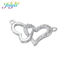 Juya Women Charm Bracelets Pendant Necklace Make Up Material Cz Heart Shape DIY Jewelry Connector Charms Accessories 2024 - buy cheap