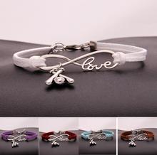 10 unids/lote infinito amor 8 pulsera Softball movimiento colgante de pulsera mujeres/hombres pulseras simples/pulseras regalo joyería N6 2024 - compra barato