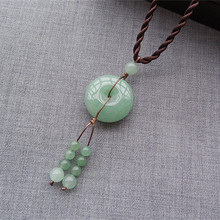 Natural Green DONGLING Stone Pendant Necklace Peace Buckle Beads Necklace Pendant Beautiful Sweater Chain Jades Jewelry 2024 - buy cheap