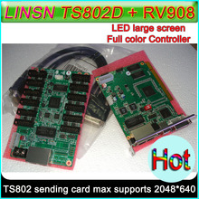 LINSN-tarjeta de Control síncrona, tarjeta de envío TS802D + 2 Tarjeta receptora RV908, tarjeta de control de pantalla LED a todo color 2024 - compra barato