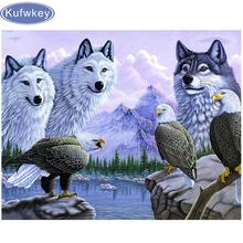 New 5D Diy Diamond Painting Wolves and eagles Cross Stitch Full Square round Rhinestone Pictures Diamond Embroidery Patchwork 2024 - buy cheap