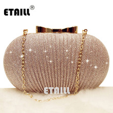 ETAILL Champagne Nude Clutch Evening Bag for Women 2018 Glitter Party Banquet Bag Girls Wedding Clutch Bag Chain Shoulder Bag 2024 - buy cheap