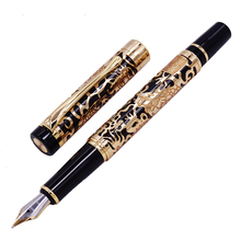 Jinhao 5000 Vintage Luxurious Metal Fountain Pen Beautiful Dragon Texture Carving, Black & Golden Ink Pen for Office Business 2024 - buy cheap