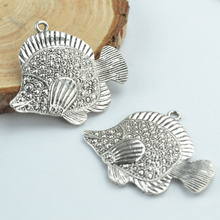 3 pcs Antique Silver Plated Zinc Alloy fish Charms Pendants for Jewelry Making DIY Handmade Craft 44*39*5 mm 1937I 2024 - buy cheap