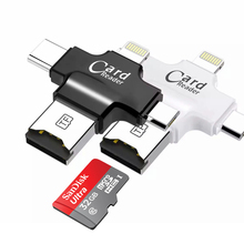 Lightning 3 em 1 usb/tipo-c/micro usb leitor de cartão, cartão tf, usb, leitor de cartão/adaptador para iphone/ipad/android/pc 2024 - compre barato