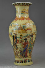 Exquisita manualidad china antigua pintura en porcelana con jarrón de paisaje de viuda 2024 - compra barato