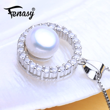 FENASY-collar de perlas naturales de agua dulce para mujer, colgante redondo de Plata de Ley 925, estilo coreano para diario 2024 - compra barato