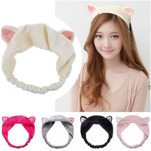 Female Girl Hair Band Washing Face Korean Cute Cartoon Make-up Spa Hair Band Elastic Cat Ears Headwrap Hairband Hair Accessory 2024 - buy cheap