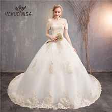 Vlnuo vestido de noiva de tule branco, vestido de noiva bordado lindo estilo champanhe com apliques rendados, vestido de noiva elegante 30 2024 - compre barato