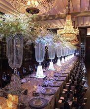 Centro de mesa de boda, jarrón para flores de cristal con hebras de cuentas, decoración de fiesta, luces de carretera de cristal 2024 - compra barato