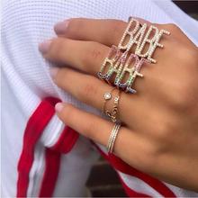 Rainbow Colorful Cz Paved 2021 Gorgeous Cocktail Rings Gold Color Plated Letter BABY Adjustable Ring For Girlfriend Lover Gift 2024 - buy cheap