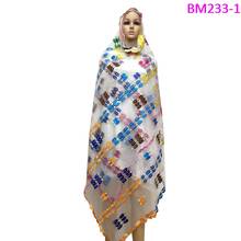 BM233!New Colorful scarf Net embroidery women African scarf with rhinestones Big net scarf ,Latest design for wonmen 2024 - buy cheap
