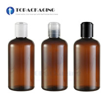 20PCS/LOT-220MLPress Screw Cap Bottle,Amber Plastic Cosmetic Container,Empty Essential Oil Sub-bottling,Sample Shampoo Bottle 2024 - buy cheap