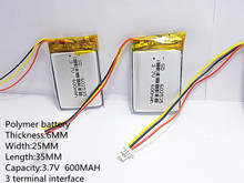 Литий-полимерная литиевая батарея 3,7 в, 602535 может быть настроена, оптовая продажа, сертификация качества CE FCC ROHS MS 600 мАч 2024 - купить недорого