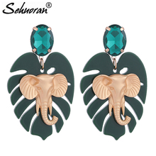 Sehuoran-Pendientes de elefante Oorbellen para mujer, Aretes de hoja de resina, bohemios, novedad de 2018 2024 - compra barato