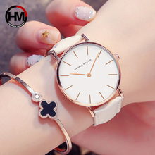 Dropshipping Japan Quartz Simple Women Fashion Watch White Leather Strap Ladies Wrist Watches Brand Waterproof Wristwatch 36mm 2024 - buy cheap