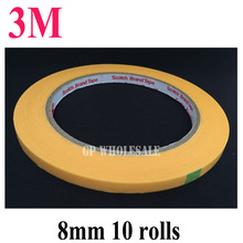 10x 3M New 8mm*50M High Temperature Withstand Masking Tape Yellow 3M244 for Auto Coat PCB SMD Shielding freeshipping #23 2024 - buy cheap