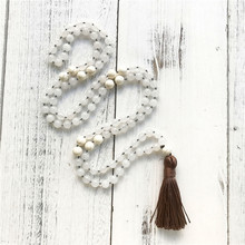 108 Mala Beads Necklace Hand knotted Tassel necklace White Howlite Mala Jewelry Meditation Beads Prayer Bead Fashion Decorative 2024 - buy cheap